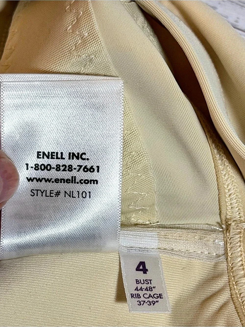 ENELL LITE Sports Bra NL101 Size 4 Ivory Front Hook Wire Free Full Coverage